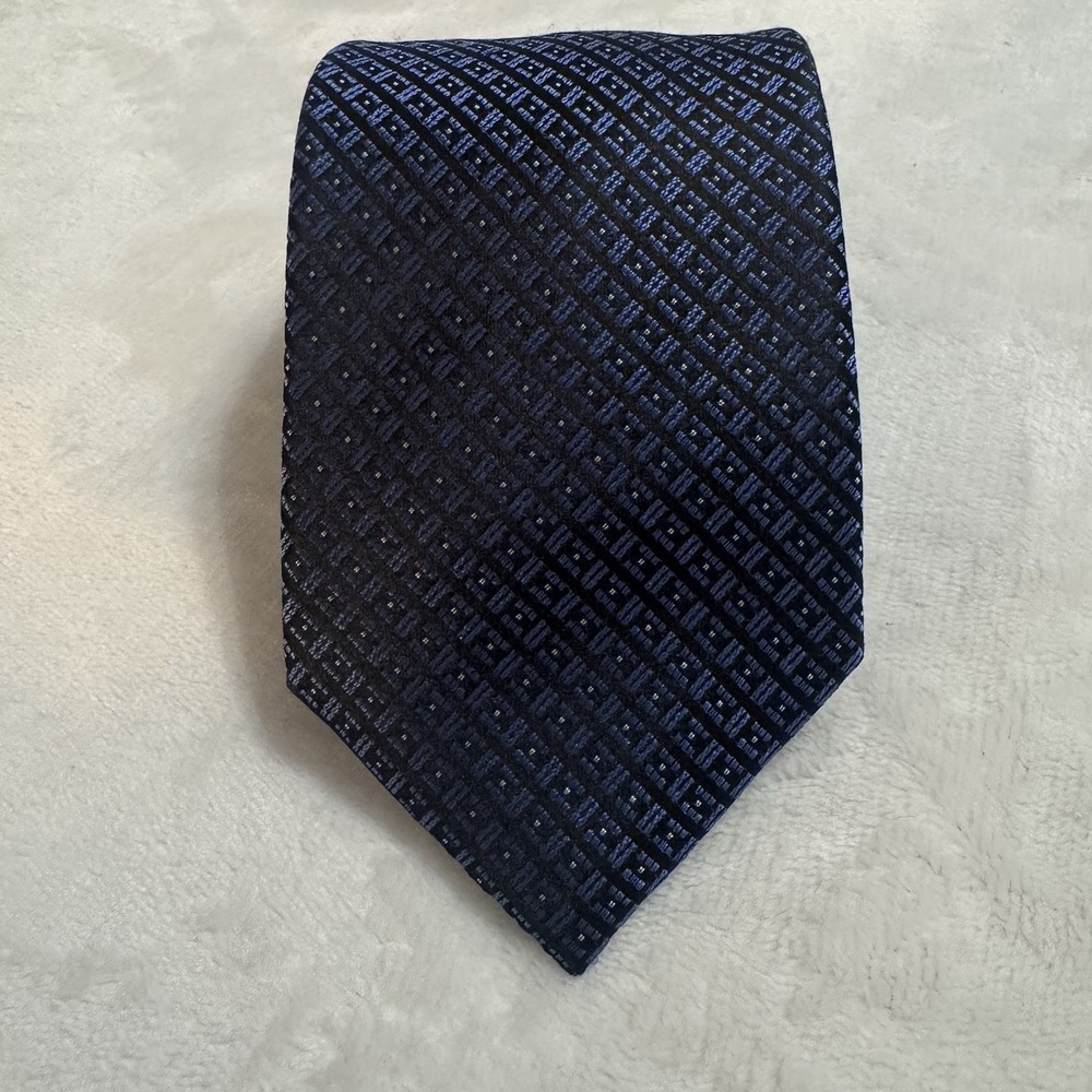 Pronto Uomo Blue Geometric Grid Neck Tie‎ Mens 61" 3" Classic Business
